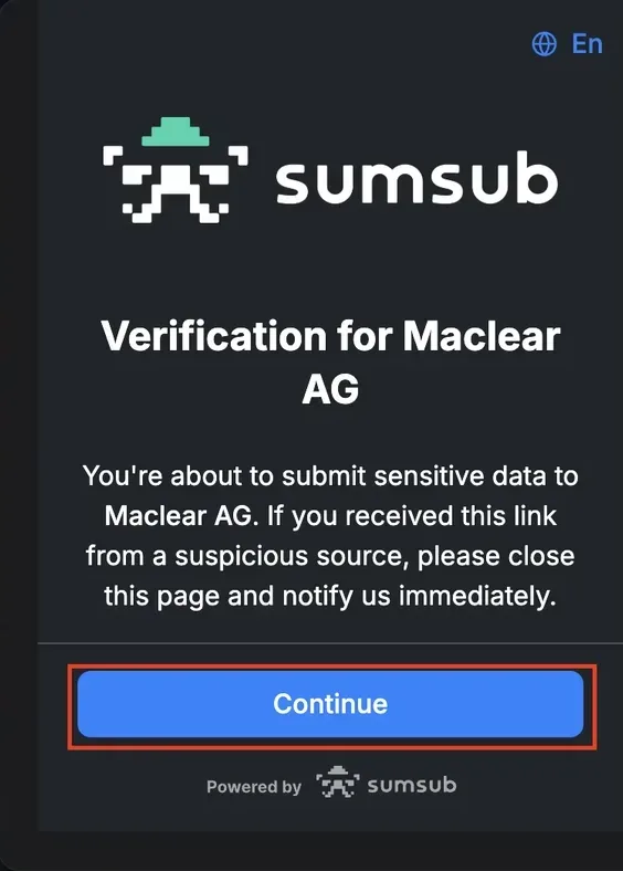 persönliches Konto 8lends — Schaltfläche Start KYC oder Complete Verification (2/2)