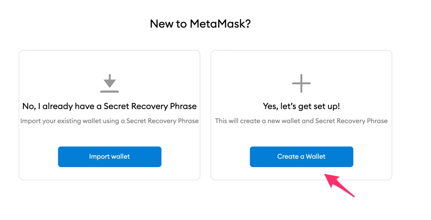 MetaMask — écran de création du mot de passe (3/3)